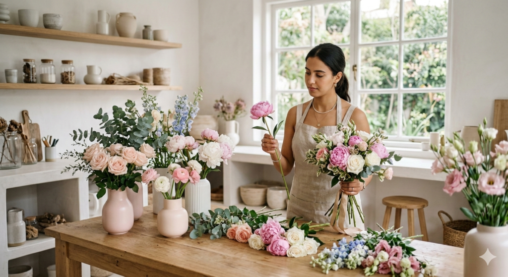 Bouquet de fleurs fraîches et élégantes par Jardin d'Atlas